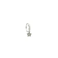 Silvertone CZ Star Hinge Hoop - 18 Gauge at Spencer's