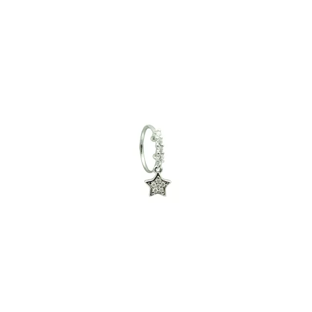 Silvertone CZ Star Hinge Hoop - 18 Gauge at Spencer's