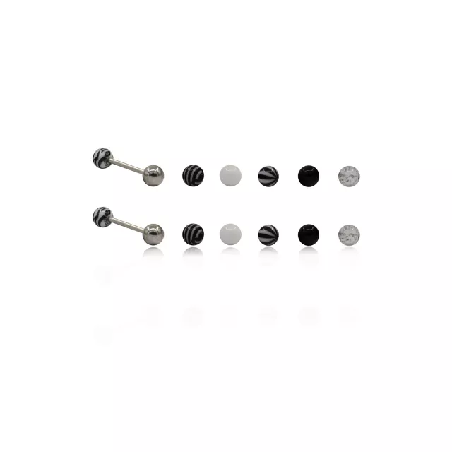 Black and White Matte Barbells with 10 Extra Balls - 14 Gauge at Spencer's