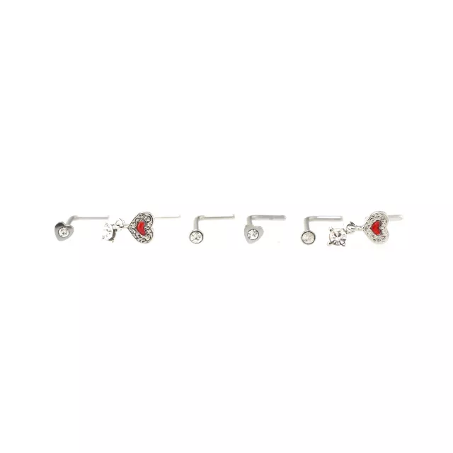 Multi-Pack Red Heart L-Bend Nose Pins 6 Pack - 20 Gauge at Spencer's