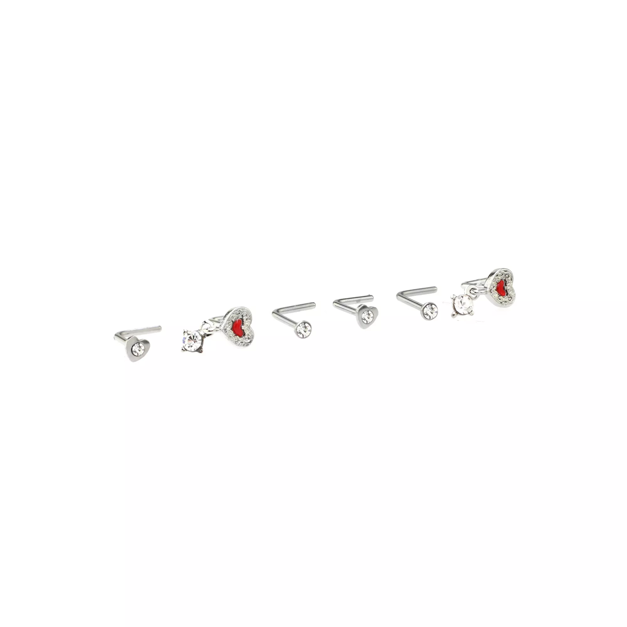 Multi-Pack Red Heart L-Bend Nose Pins 6 Pack - 20 Gauge at Spencer's