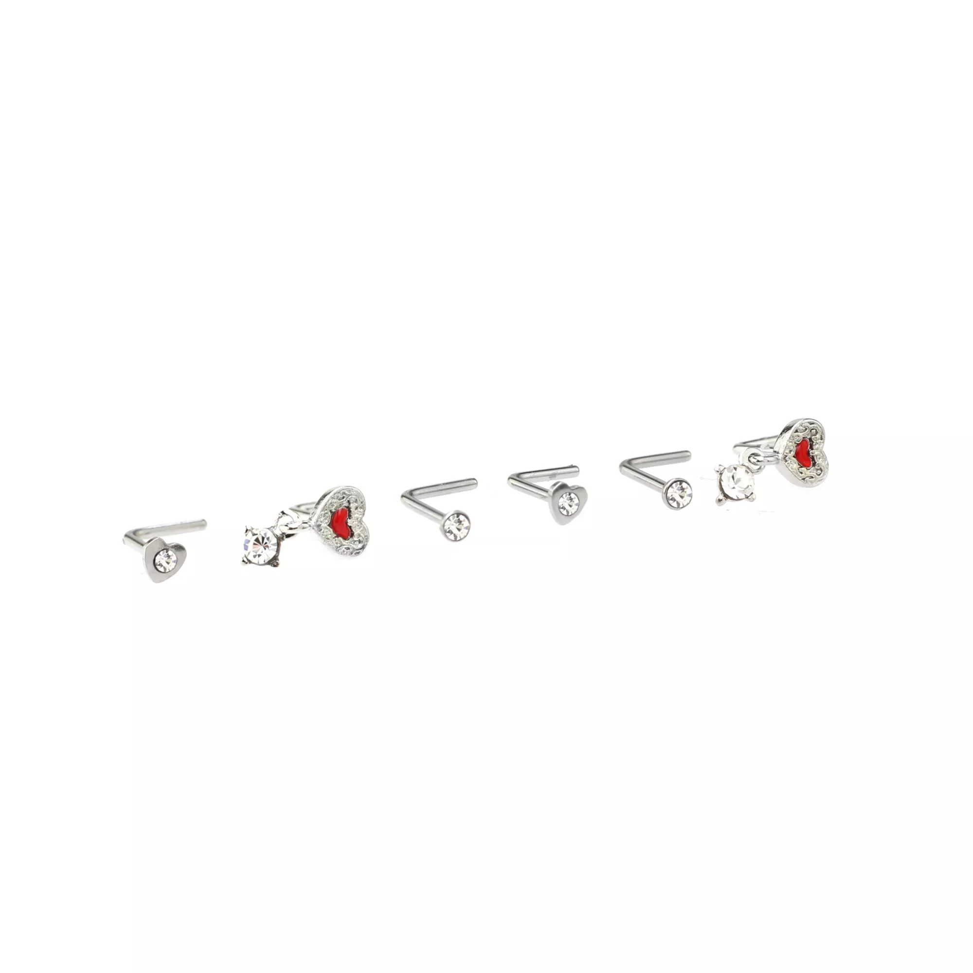Multi-Pack Red Heart L-Bend Nose Pins 6 Pack - 20 Gauge at Spencer's