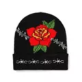 Barbed Wire Rose Cuff Beanie Hat at Spencer's