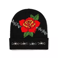 Barbed Wire Rose Cuff Beanie Hat at Spencer's