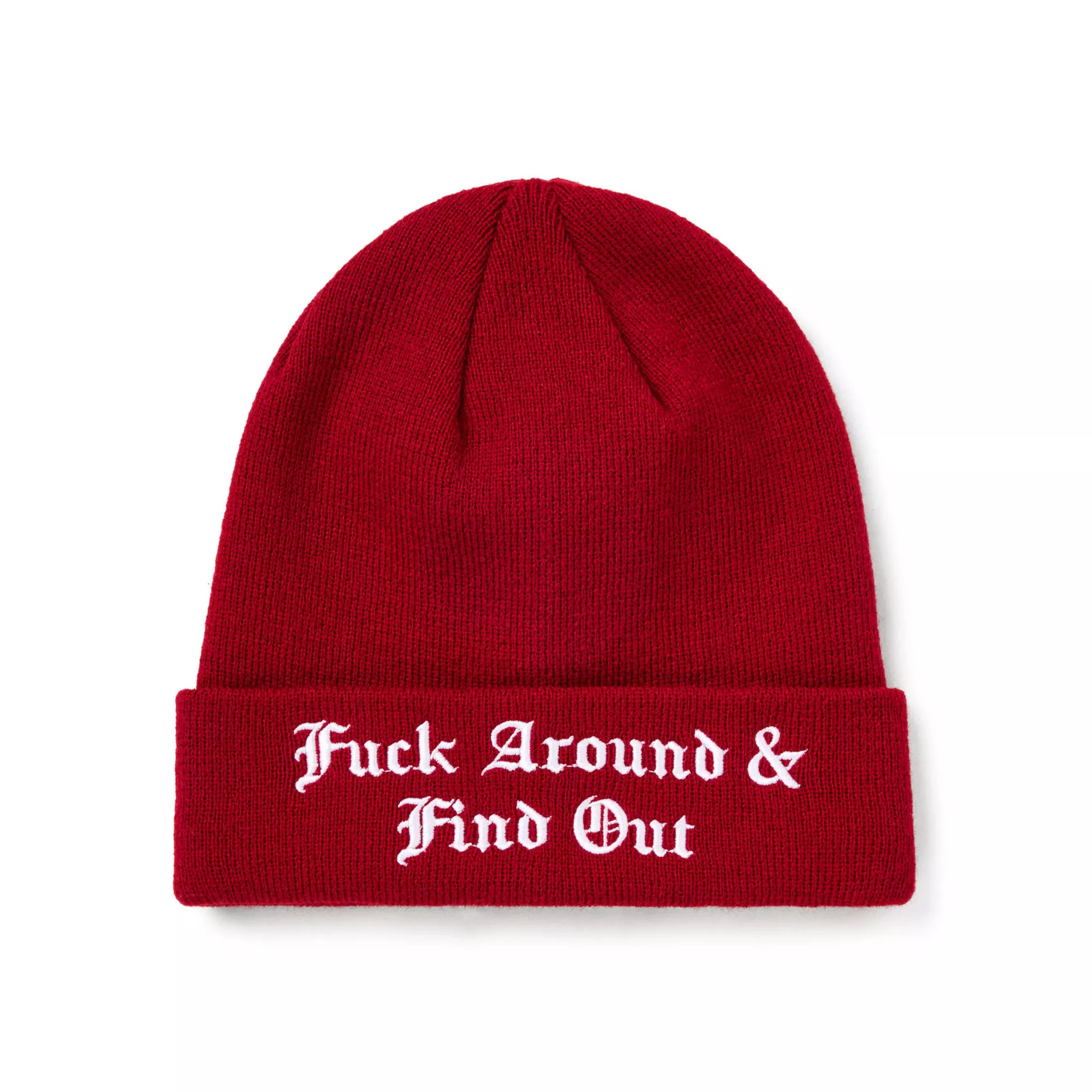 Red Fuck Around and Find Out Cuff Beanie Hat at Spencer's