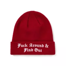 Red Fuck Around and Find Out Cuff Beanie Hat at Spencer's