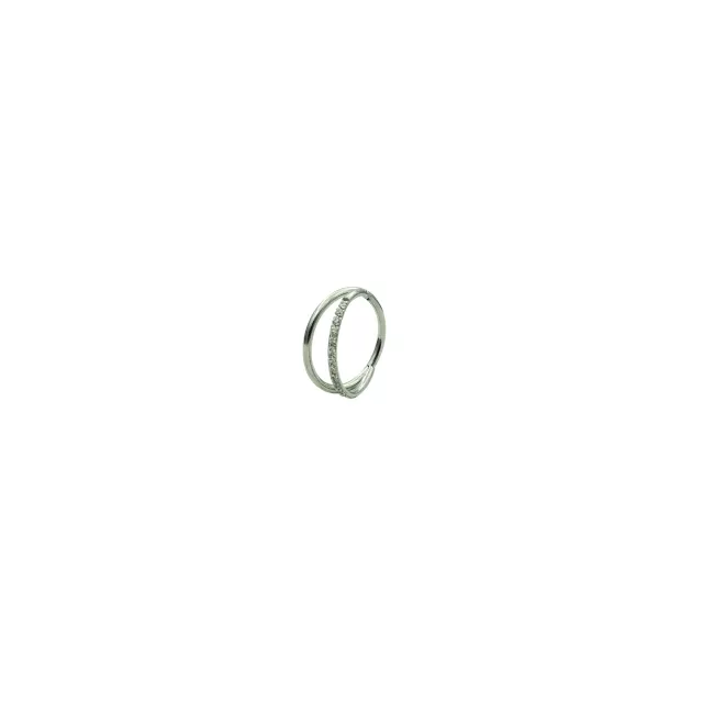 CZ Silvertone Hinged Double Hoop Cartilage Earring - 18 Gauge at Spencer's