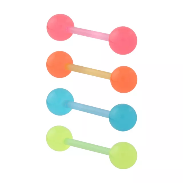 Multi-Pack Glow in the Dark Acrylic Barbells 4 Pack - 12 Gauge at Spencer's