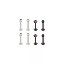 Multi-Pack Black and Pink Star Labret Pins 8 Pack - 16 Gauge at Spencer's