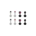 Multi-Pack Black and Pink Star Labret Pins 8 Pack - 16 Gauge at Spencer's