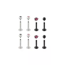 Multi-Pack Black and Pink Star Labret Pins 8 Pack - 16 Gauge at Spencer's