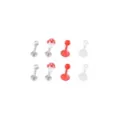 Multi-Pack Titanium and Acrylic Red and White Mushroom Labret Pins 8 Pack - 16 Gauge at Spencer's