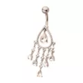 Silver CZ Teardrop Cluster Belly Ring - 14 Gauge at Spencer's