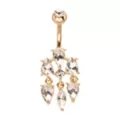 Gold CZ Teardrop Cluster Belly Ring - 14 Gauge at Spencer's
