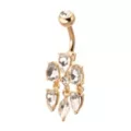 Gold CZ Teardrop Cluster Belly Ring - 14 Gauge at Spencer's