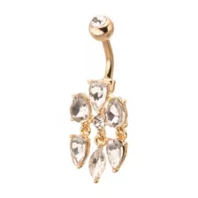 Gold CZ Teardrop Cluster Belly Ring - 14 Gauge at Spencer's