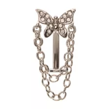 Titanium CZ Butterfly Chain Dangle Belly Ring - 14 Gauge at Spencer's
