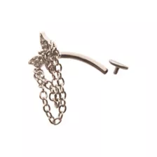 Titanium CZ Butterfly Chain Dangle Belly Ring - 14 Gauge at Spencer's