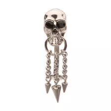 Silver Titanium Skull Chain Dangle Belly Ring - 14 Gauge at Spencer's