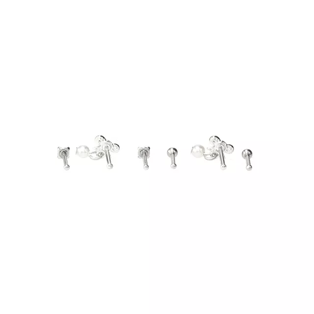 Multi-Pack Silvertone Pearl Effect Pin Nose Rings 6 Pack - 20 Gauge at Spencer's