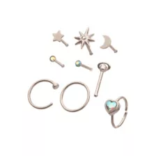 Multi-Pack Celestial CZ Nose Pins and Hoops 9 Pack - 20 Gauge at Spencer's