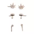 Multi-Pack Silver CZ Mushroom and Leaf L-Bend Nose Pins 3 Pair - 20 Gauge at Spencer's