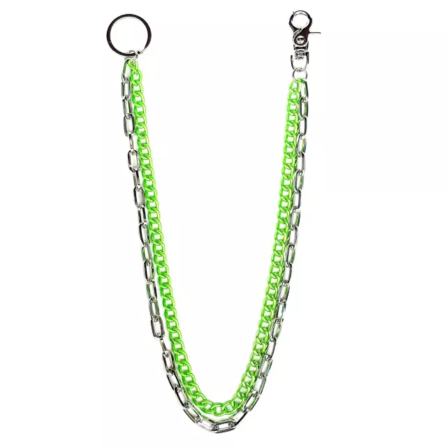 Green and Silvertone Wallet Chain at Spencer's