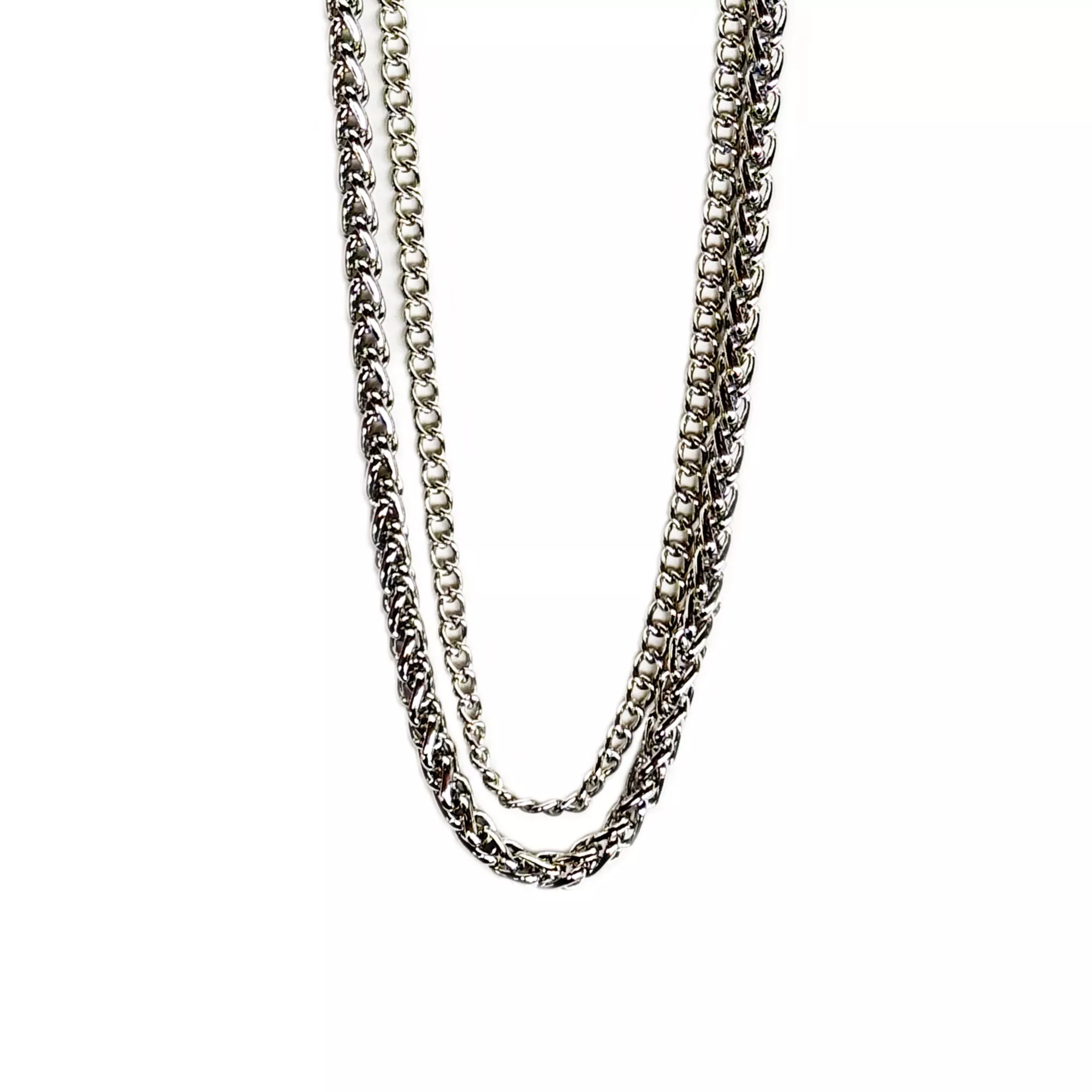 Multi-Pack Silvertone Braided Curb Chain Necklaces - 2 Pack at Spencer's