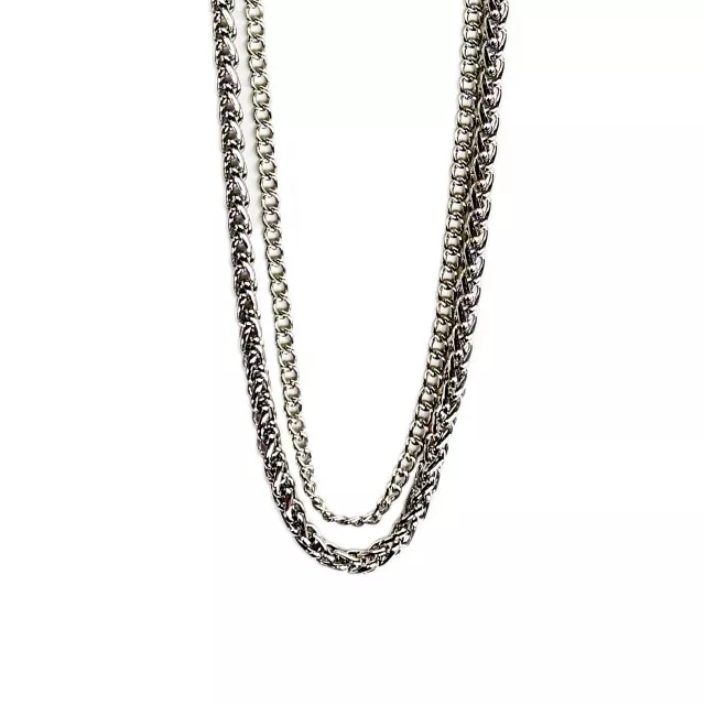 Multi-Pack Silvertone Braided Curb Chain Necklaces - 2 Pack at Spencer's