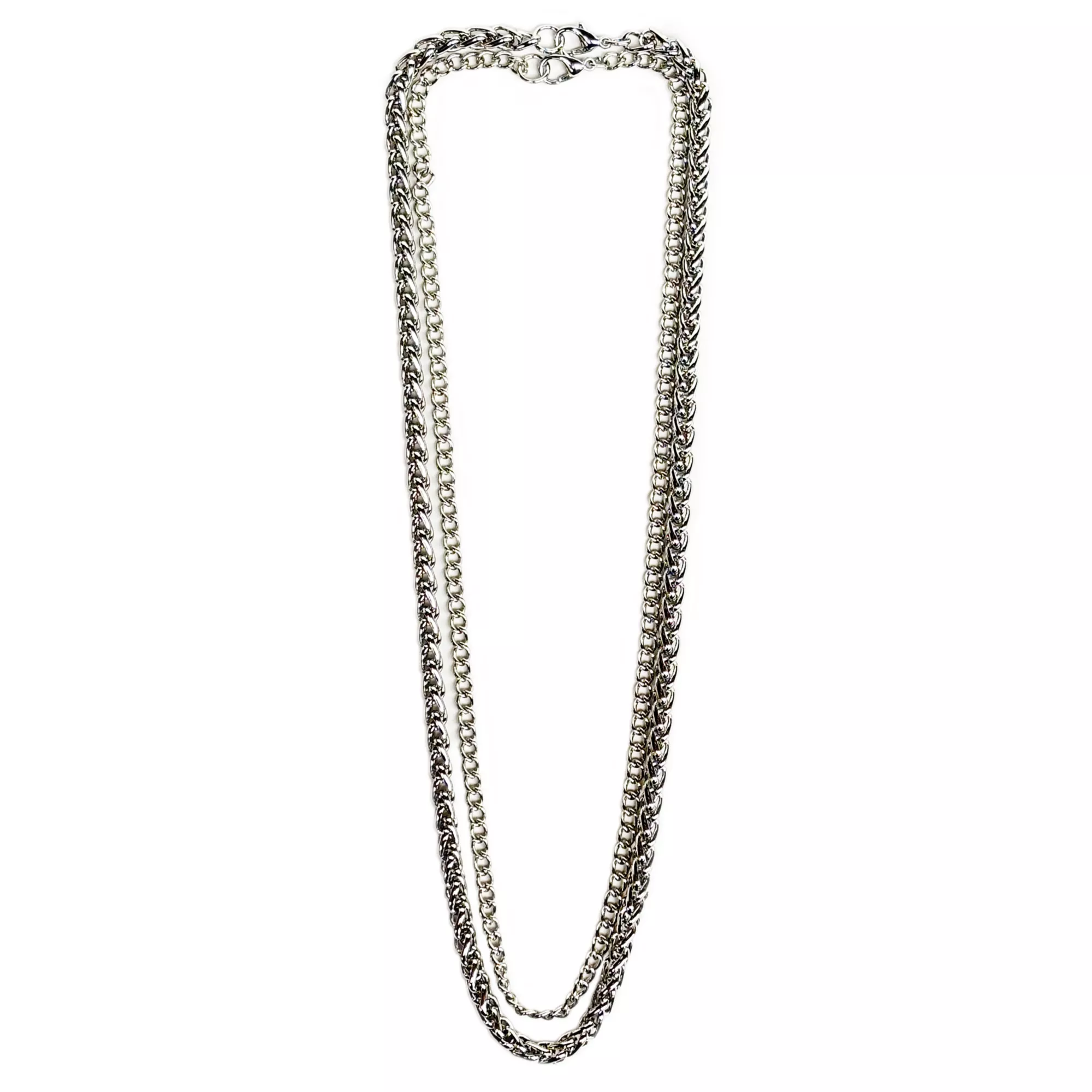 Multi-Pack Silvertone Braided Curb Chain Necklaces - 2 Pack at Spencer's