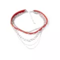 Five Row Red Spike and Silvertone Chain Choker Necklace at Spencer's