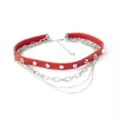 Five Row Red Spike and Silvertone Chain Choker Necklace at Spencer's