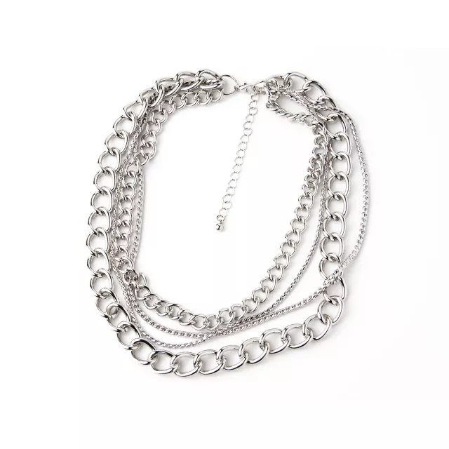 Silvertone Quadruple Row Simple Chain Choker Necklace at Spencer's