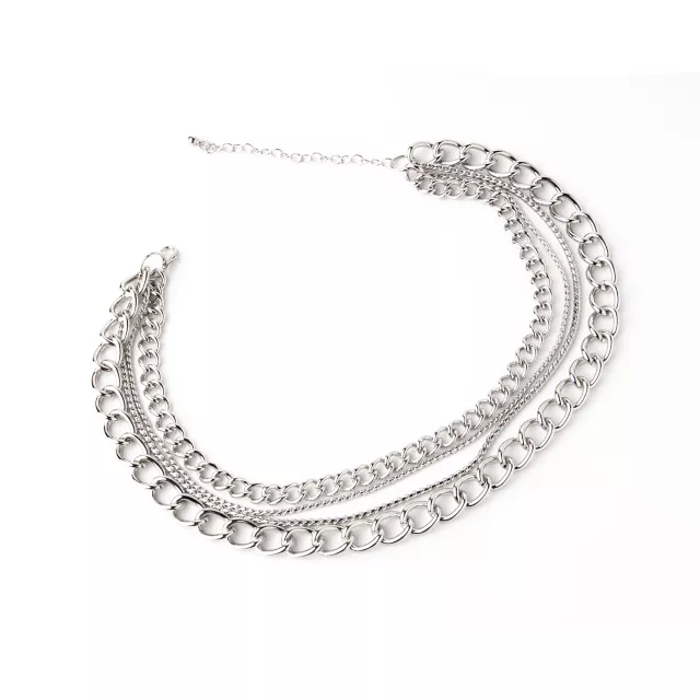 Silvertone Quadruple Row Simple Chain Choker Necklace at Spencer's