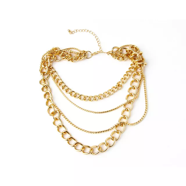 Goldtone Quadruple Row Simple Chain Choker Necklace at Spencer's