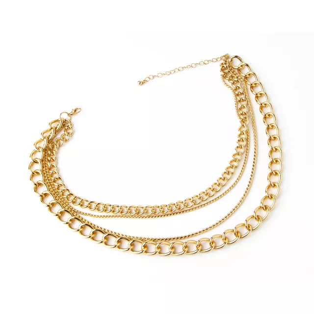Goldtone Quadruple Row Simple Chain Choker Necklace at Spencer's