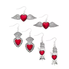 Multi-Pack Gothic Dangle Heart Earrings - 3 Pair at Spencer's