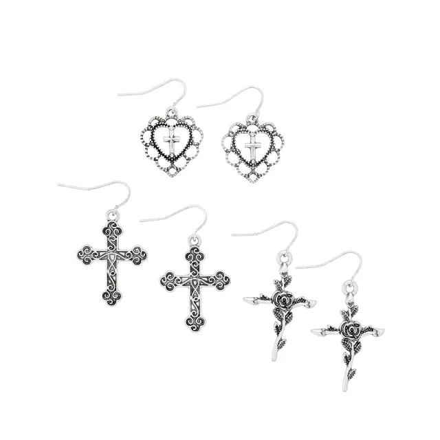 Multi-Pack Gothic Cross Dangle Earrings - 3 Pack at Spencer's