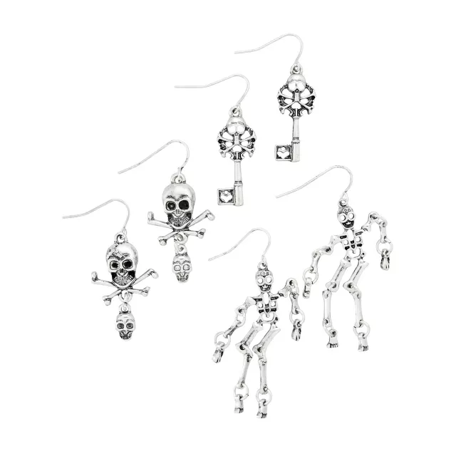 Multi-Pack Skeletal Dangle Earrings - 3 Pack at Spencer's
