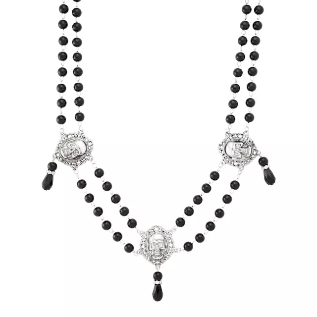 Black Skull Rosary Choker Necklace at Spencer's