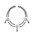 Black Skull Rosary Choker Necklace at Spencer's