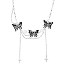 Skull Butterfly Draped Chain Choker Necklace at Spencer's