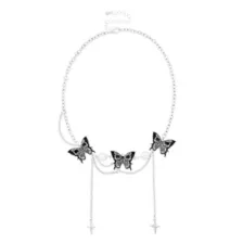 Skull Butterfly Draped Chain Choker Necklace at Spencer's