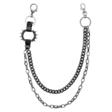 Black and Silvertone Spiked 2-Row Wallet Chain at Spencer's