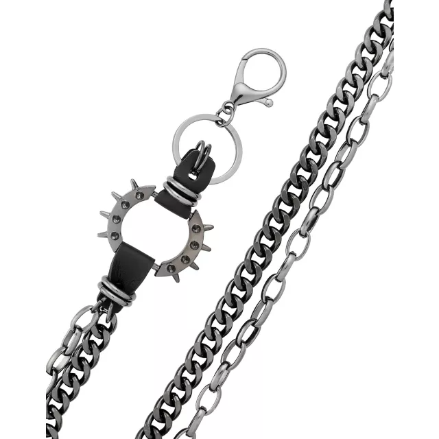Black and Silvertone Spiked 2-Row Wallet Chain at Spencer's