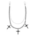 Black and Silver Cross 2-Row Wallet Chain at Spencer's