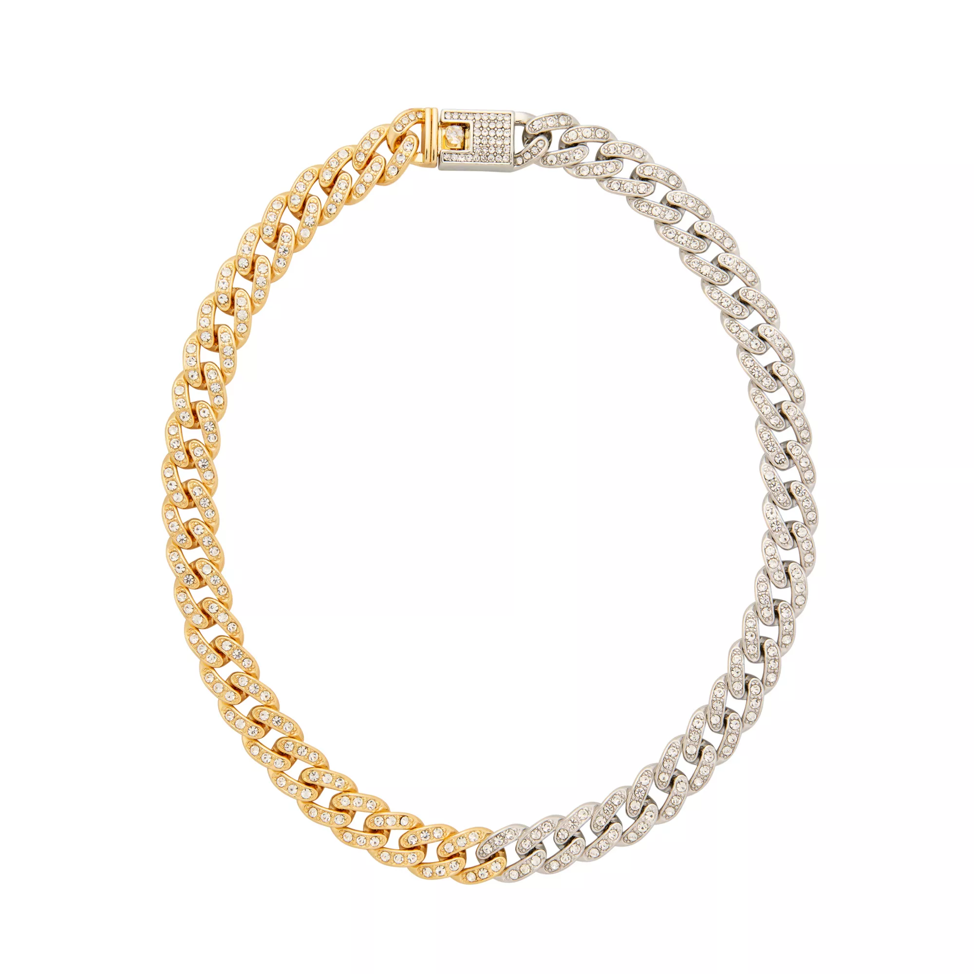 Mixed Silvertone and Goldtone Chain Choker Necklace