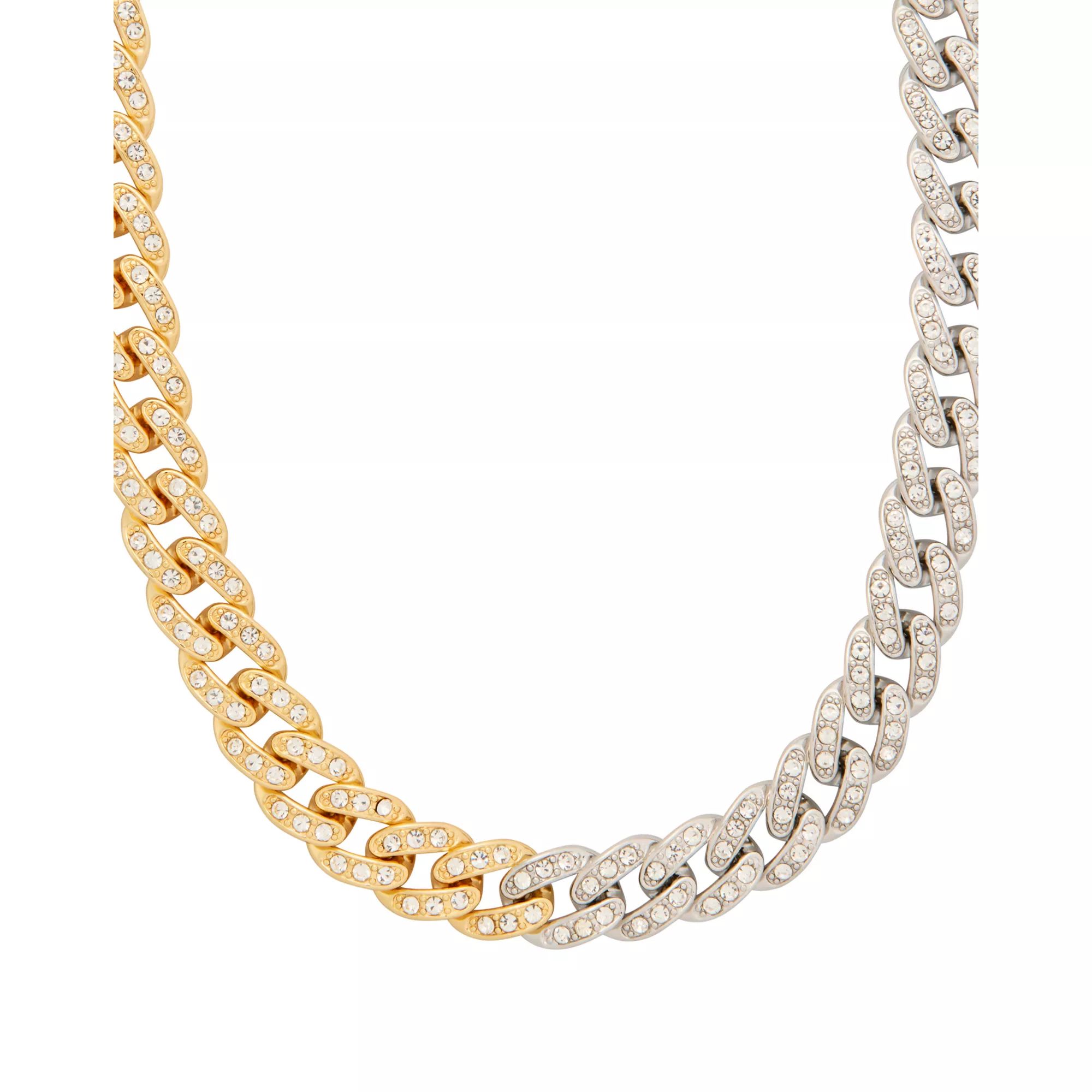 Mixed Silvertone and Goldtone Chain Choker Necklace