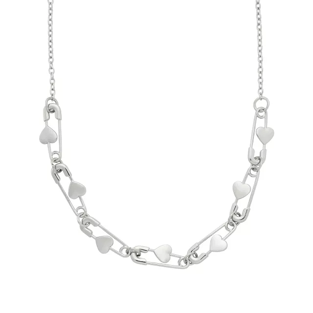 Heart Safety Pin Chain Choker Necklace at Spencer's
