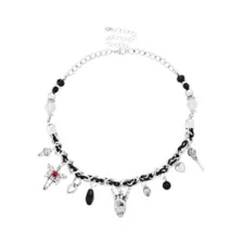 Gothic Beaded Charm Choker Necklace at Spencer's